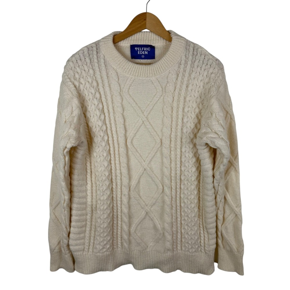 Aelfric Eden Cream Cable Knit‎ Sweater Medium Fisherman Minimalist Cozy Neutral